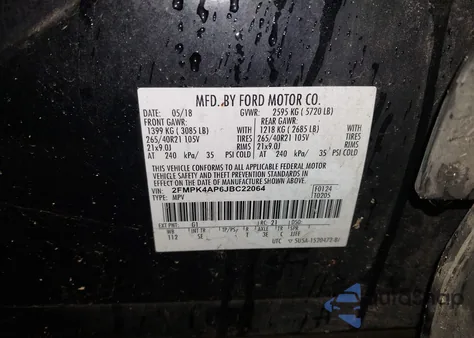 2018 Ford Edge Sport from USA, damaged, VIN 2FMPK4AP6JBC22064